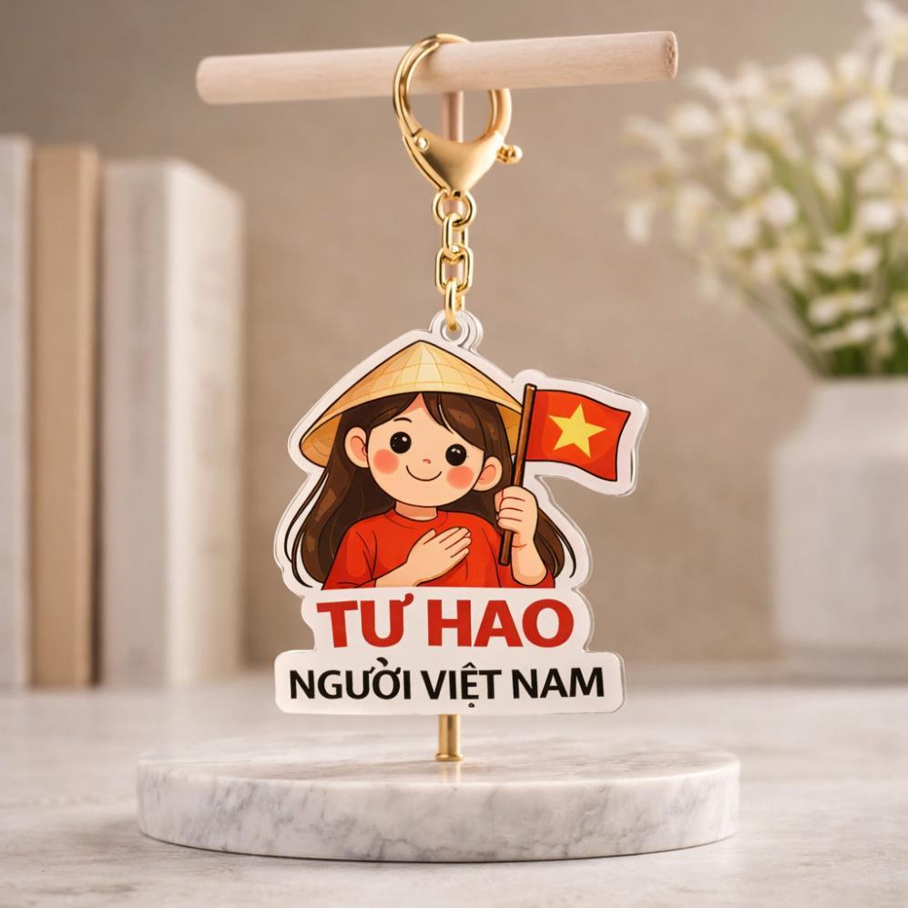 Combo 50 móc khoá 2k/1 2 mặt bóng mica mẫu Việt Nam mừng ngày kỷ niệm; quà tặng ý nghĩa