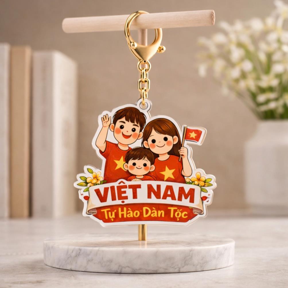 Combo 50 móc khoá 2k/1 2 mặt bóng mica mẫu Việt Nam mừng ngày kỷ niệm; quà tặng ý nghĩa