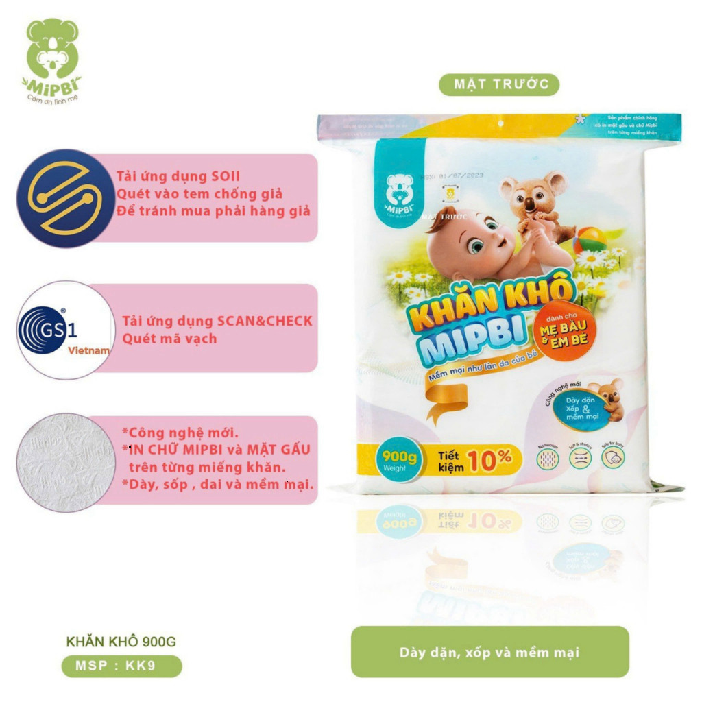 Khăn vải khô đa năng cao cấp Mipbi mềm mại an toàn cho bé và cả gia đình - [NEW]