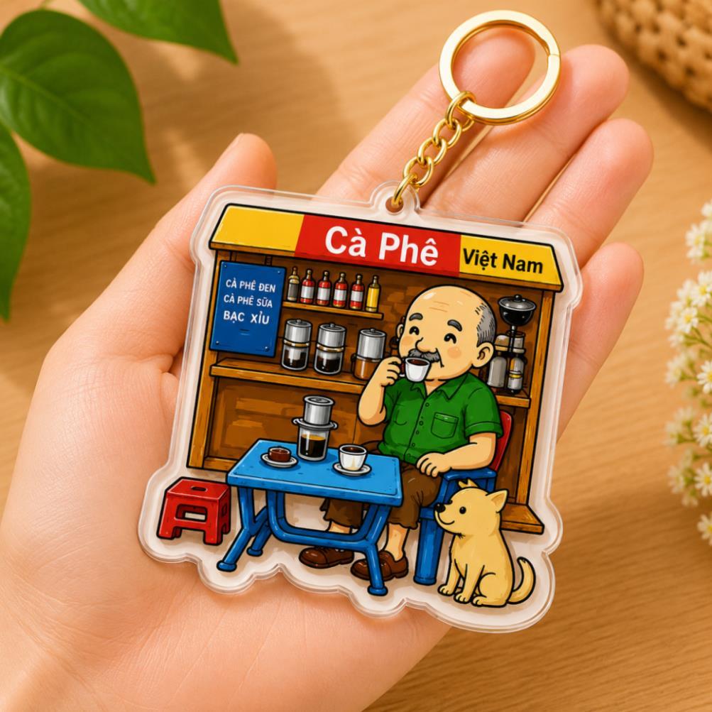 Combo 5 cái móc Khoá Văn Hoá Việt Nam mica in 2 mặt bóng 3D quà lưu niệm ý nghĩa cho mùa du lịch tặng bạn bè người thân