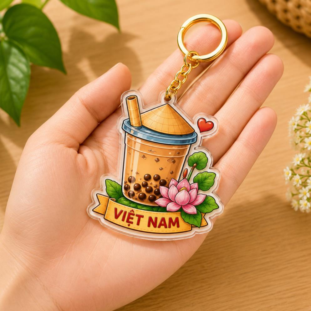 Combo 5 cái móc Khoá Văn Hoá Việt Nam mica in 2 mặt bóng 3D quà lưu niệm ý nghĩa cho mùa du lịch tặng bạn bè người thân