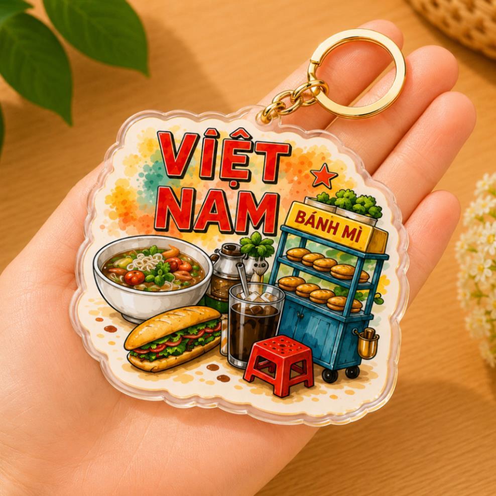 Combo 5 cái móc Khoá Văn Hoá Việt Nam mica in 2 mặt bóng 3D quà lưu niệm ý nghĩa cho mùa du lịch tặng bạn bè người thân