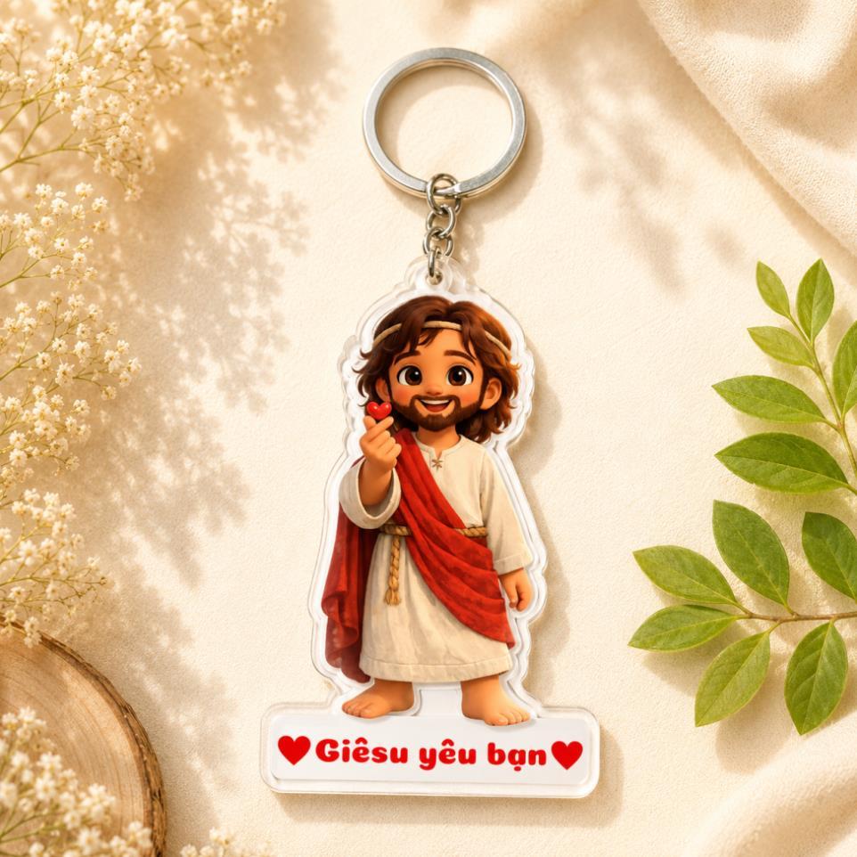 Combo 10 Móc khoá mica In hình Công Giáo Chúa Jesus;In Hình Thánh Giá Chúa Giêsu quà tặng Ý nghĩa