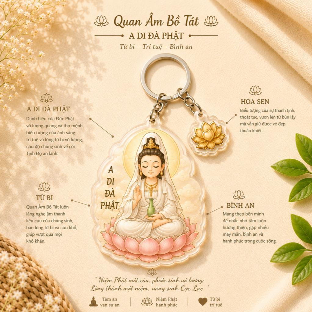 Combo 20 Móc khoá 2 Charm MICA in Hình Phật; Quan Âm quà ý nghĩa tặng bạn bè; phụ kiện treo xe ô tô; vòng tay