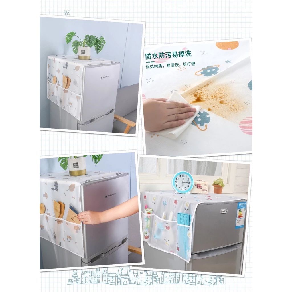(COMBO 5) KHĂN VẢI CHE TỦ LẠNH PVC CAO CẤP - Chống Bụi Bẩn, Không Thấm Nước