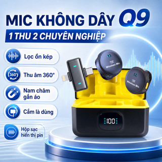 (BÁN RẺ LẤY LƯỢT BÁN) Mic thu âm không dây Q9 1 thu 2 Core X, cài áo nam châm, lọc ồn, quay video livestream