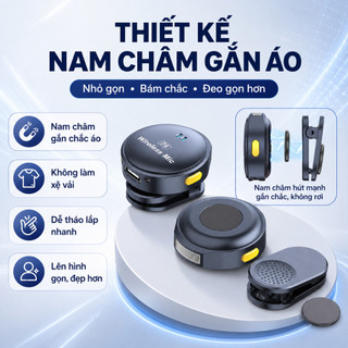 (BÁN RẺ LẤY LƯỢT BÁN) Mic thu âm không dây Q9 1 thu 2 Core X, cài áo nam châm, lọc ồn, quay video livestream