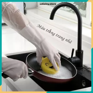 ĐÔI GĂNG TAY CAO SU SIÊU DAI HÌNH HƯƠU HOA CÚC SIZE L - Loại Dài Có Chun Chống Tuột Tiện Lợi