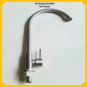 VÒI RỬA BÁT INOX BÓNG CẦN CỨNG XOAY 360 ĐỘ - Một Đường Nước Lạnh, Cổ Bi Linh Hoạt