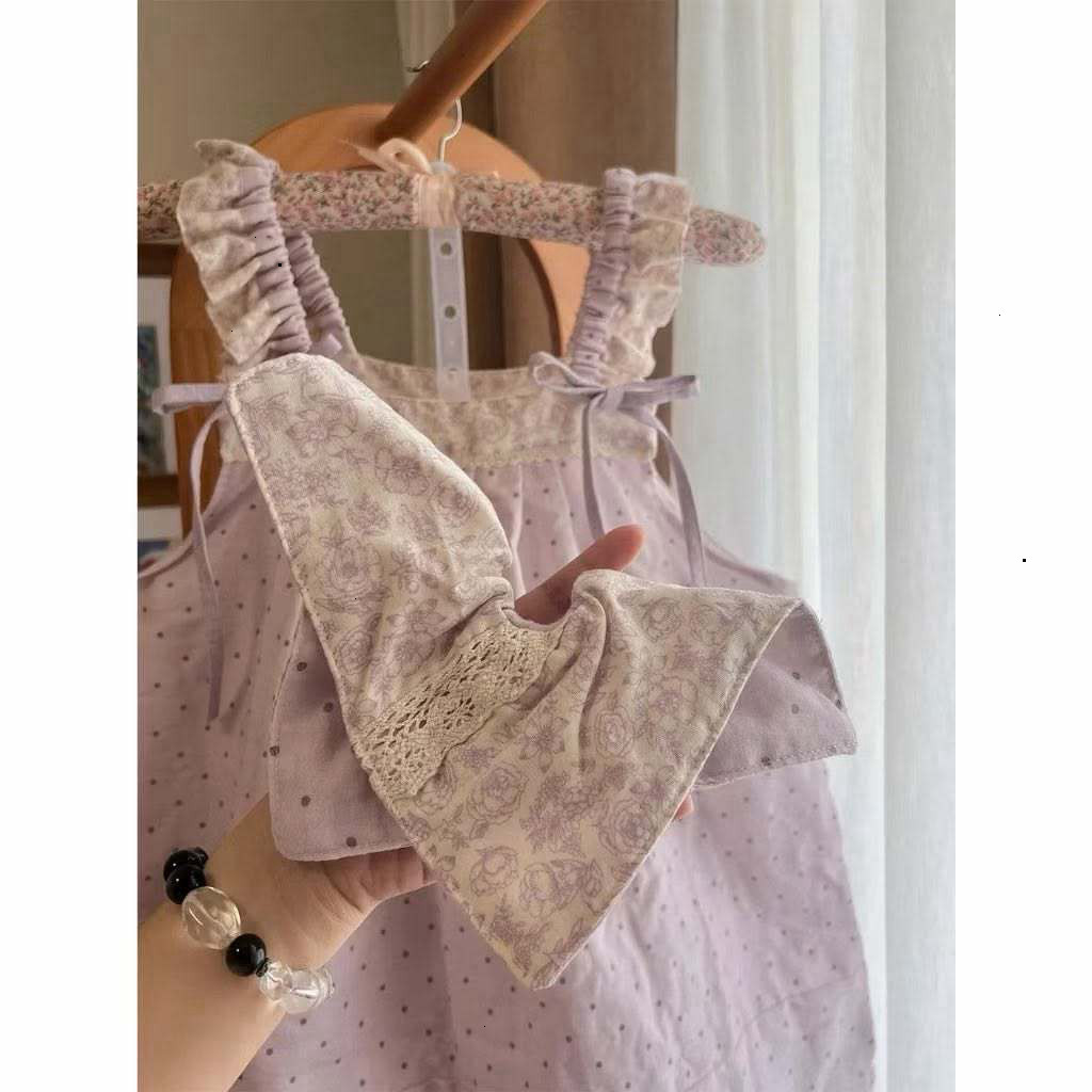 Set đồ mặc nhà nữ chất thun mát, Bộ pijama hai dây dáng xòe tiểu thư phong cách đáng yêu HCOM27628