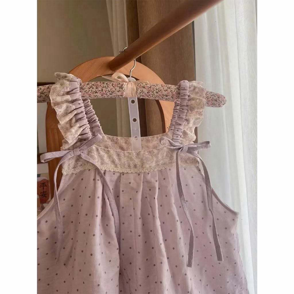 Set đồ mặc nhà nữ chất thun mát, Bộ pijama hai dây dáng xòe tiểu thư phong cách đáng yêu HCOM27628