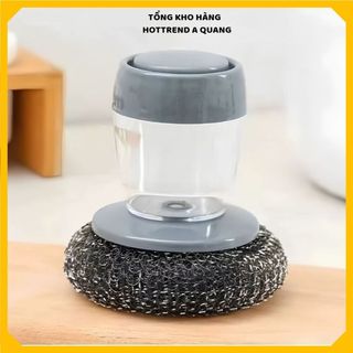(COMBO 5) BÀN CHẢI CỌ XOONG NỒI CÓ BÌNH ĐỰNG XÀ PHÒNG - Cọ Rửa Bát Đĩa Tiện Lợi