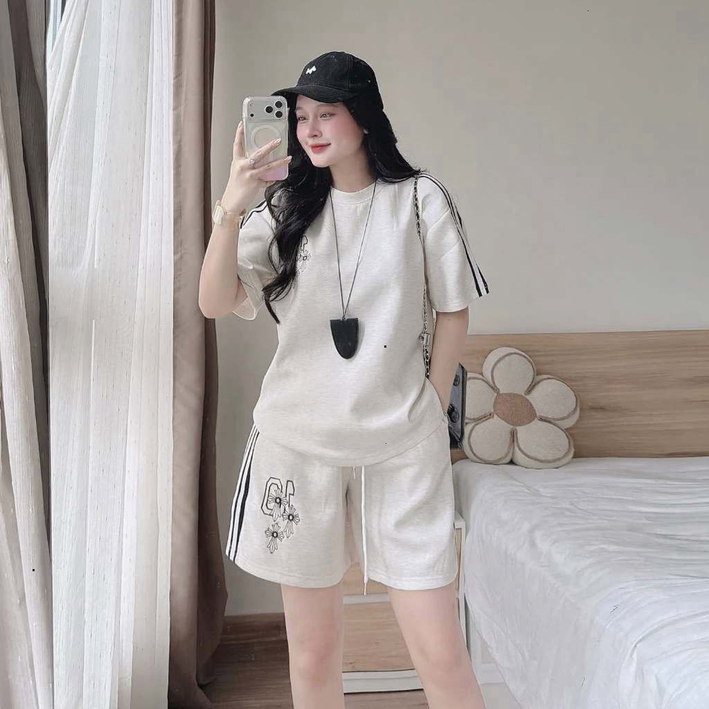 Đồ bộ nữ năng động,Set áo thun cộc tay đùi nữ form rộng giấu quần tôn dáng HCOM27617