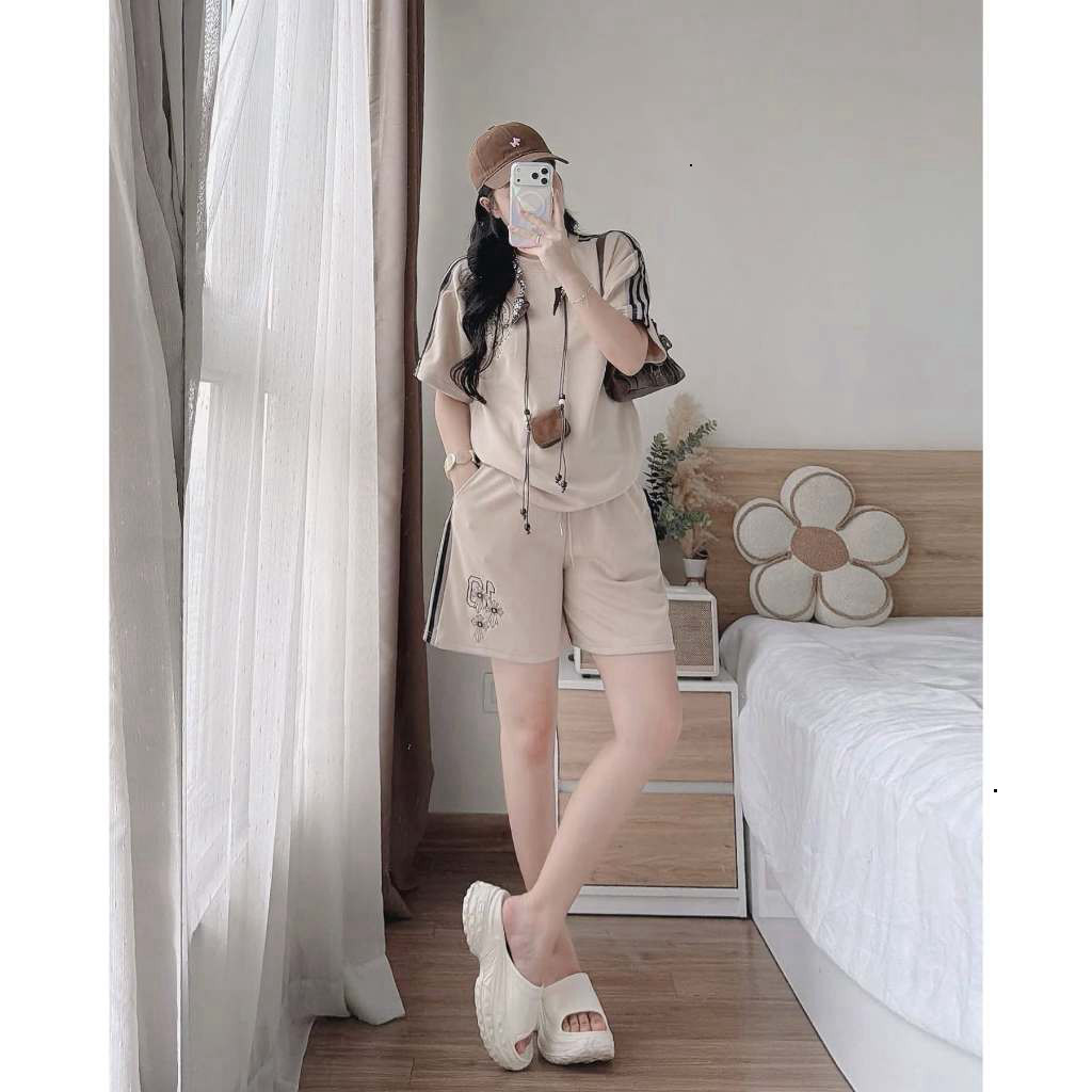 Đồ bộ nữ năng động,Set áo thun cộc tay đùi nữ form rộng giấu quần tôn dáng HCOM27617