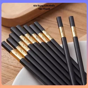 ĐÔI ĐŨA MẠ VÀNG 27CM NHỰA ĐEN NHẬT CAO CẤP - Chống Trơn Chống Mốc Chịu Nhiệt Tiện Lợi