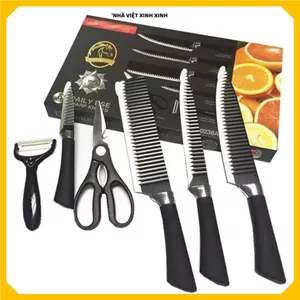 BỘ DAO NHẬT 6 MÓN CAO CẤP, Dao Nhà Bếp Đa Năng Siêu Sắc Bén, Dao Inox Chống Gỉ, Chế Biến Thực Phẩm Tiện Lợi Cho Gia Đình