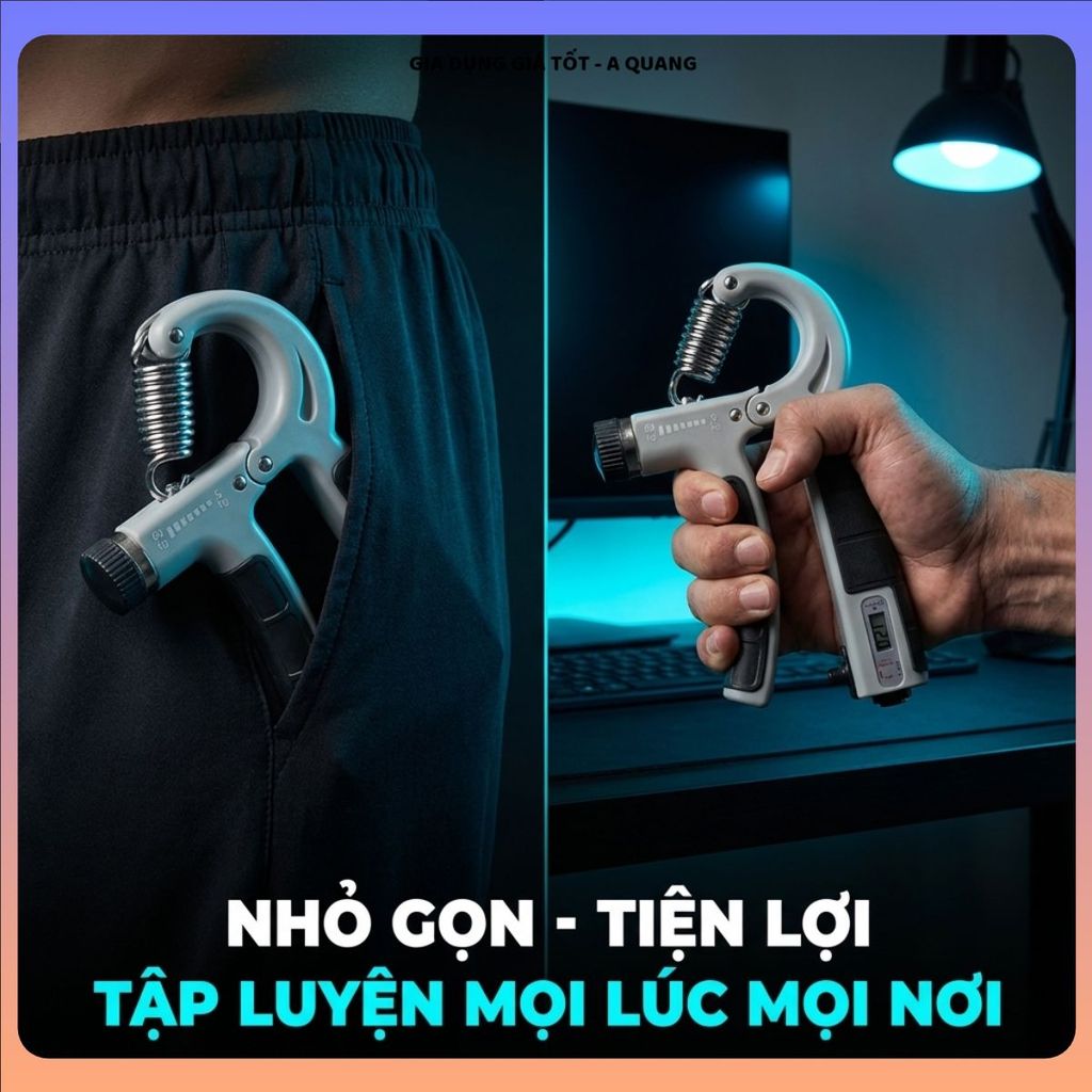KÌM TẬP CƠ TAY ĐIỀU CHỈNH LỰC LÒ XO TỪ 5-60KG CÓ ĐẾM SỐ, Dụng Cụ Tập Cơ Tay Gym Tại Nhà Thép Carbon