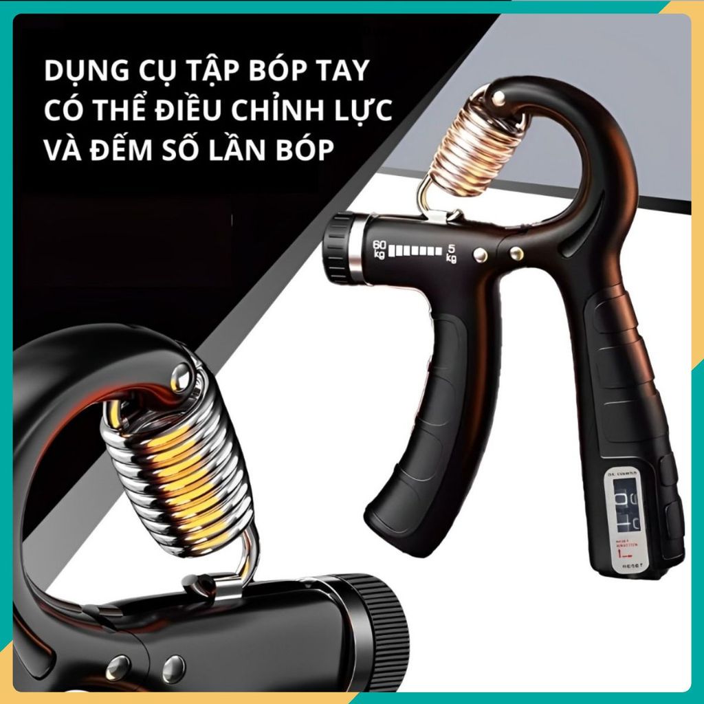 KÌM TẬP CƠ TAY ĐIỀU CHỈNH LỰC 5-60KG, Có Đếm Số, Lò Xo Thép Carbon, Dụng Cụ Tập Gym Tại Nhà, Tăng Sức Mạnh Cổ Tay Và Ngó