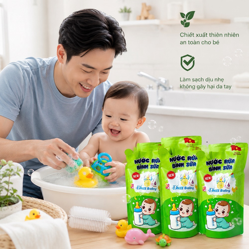 Nước Rửa Bình Sữa Dnee Baby 500ml Chính Hãng Rửa An Toàn Chắc chắn an toàn cho sữa bột bé sơ sinh khi dùng