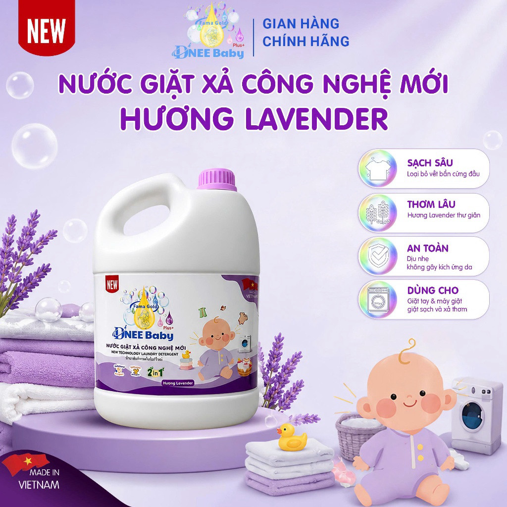 Nước Giặt Xả Dnee Baby 3L Xả 2in1 Cho Bé Dịu Chân Da Sơ Sinh