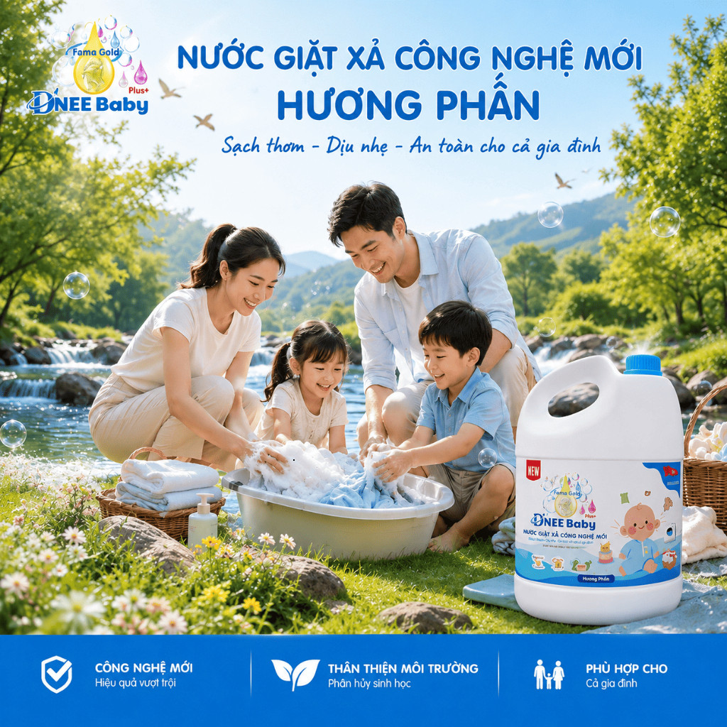Nước Giặt Xả Dnee Baby 3L Xả 2in1 Cho Bé Dịu Chân Da Sơ Sinh