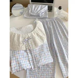 Bộ ba món đồ ngủ bán chạy cho thương mại xuyên biên giới: áo ngắn tay, quần đùi và quần dài; trang phục ở nhà ngọt ngào