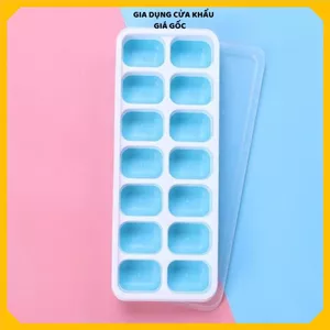 KHAY LÀM ĐÁ 14 Ô ĐÁY SILICON CÓ NẮP ĐẬY - Khay Làm Thạch Tiện Lợi, Khuôn Đá Viên Cao Cấp