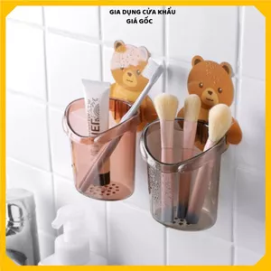 CỐC GẤU ĐỰNG BÀN CHẢI KEM ĐÁNH RĂNG - Cốc Gấu Dán Tường Siêu Dính, Giá Đỡ Bàn Chải Tiện Lợi