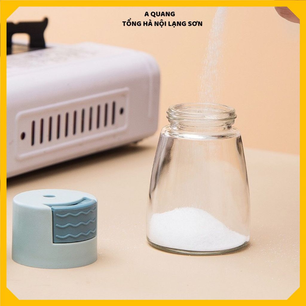 (COMBO 5) HŨ ĐỰNG GIA VỊ THỦY TINH 180ML - Nút Bấm Tiện Lợi, Lọ Đựng Gia Vị Nhà Bếp Cao Cấp