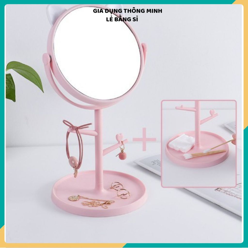GƯƠNG SOI ĐỂ BÀN TAI MÈO - Kiểu Dáng Xinh Xắn, Gương Trang Điểm Tiện Lợi