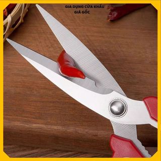 (COMBO 3) KÉO MÀU ĐỎ INOX ĐA NĂNG CÁN NHỰA - Dụng Cụ Nhà Bếp Cắt Thực Phẩm Cao Cấp Siêu Bền