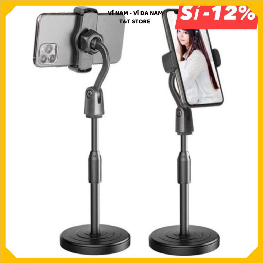 (COMBO 2) Giá Kẹp Đỡ Điện Thoại Để Bàn, Quay Phim Livestream - Trụ ABS Xoay 360 Độ Thông Minh