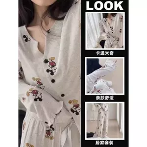 Bộ Đồ Ngủ Ren Lụa Băng Quần Dài Tay Với Áo Cardigan Rộng Rãi Phong Cách Đại Học Mặc Nhà Bộ Đồ Nữ