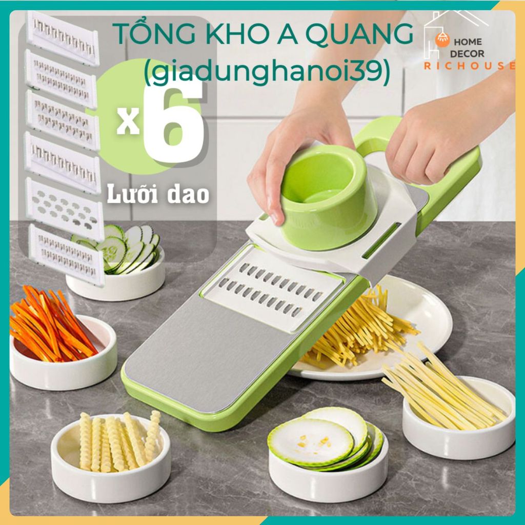 DỤNG CỤ DAO BÀO 6 MÓN LƯỠI THÁO RỜI ĐA NĂNG - Bộ Dao Bào Sợi Rau Củ Trái Cây Hoa Quả,Bàn Nạo Sợi Rau Củ Cao Cấp