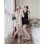 Set bộ đùi bánh bèo thời trang nữ chất cotton lạnh mịn áo dây nơ cổ vuông phối quần short ống rộng in bi nhỏ Mon fashion