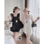 Set bộ đùi bánh bèo thời trang nữ chất cotton lạnh mịn áo dây nơ cổ vuông phối quần short ống rộng in bi nhỏ Mon fashion
