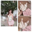 Set áo hoa dây nơ + chân váy mini hồng nữ tính, dễ thương Mon fashion