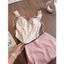 Set áo hoa dây nơ + chân váy mini hồng nữ tính, dễ thương Mon fashion