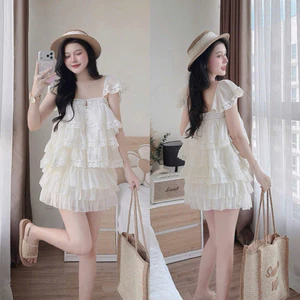 Set áo cánh tiên voan bèo tầng ren cực xinh kèm chân váy cho nữ đi chơi đi tiệc phong cách dễ thương đi biển Mon fashion