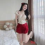 Set bộ đùi tời trang nữ dễ thương chất áo mango in hoa xinh tay ngắn cổ vuông rút dây nơ phối quần short kaki Mon fashio