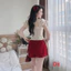 Set bộ đùi tời trang nữ dễ thương chất áo mango in hoa xinh tay ngắn cổ vuông rút dây nơ phối quần short kaki Mon fashio