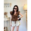 Set áo cổ V chun eo cv chấm bi 2 màu Mon fashion