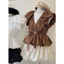 Set áo cổ V chun eo cv chấm bi 2 màu Mon fashion