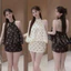 Set váy thời trang nữ phong cách sành điệu chất cotton áo cổ yếm phồng phối chân váy dáng chữ A mini họa tiết chấm bi Mo
