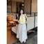 Set váy thời trang nữ cách nàng thơ chất áo đũi hàn tay cánh tiên cổ vuông phối chân váy tơ ánh kim dáng xòe xinh tươi M