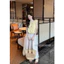 Set váy thời trang nữ cách nàng thơ chất áo đũi hàn tay cánh tiên cổ vuông phối chân váy tơ ánh kim dáng xòe xinh tươi M