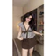 Set váy tiểu thư caro nhí phối nơ ngực chân váy body dáng ngắn Mon fashion
