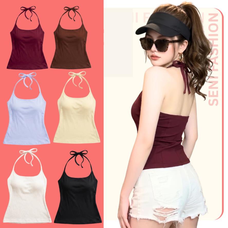 ÁO YẾM HAI DÂY cao cấp nâng V1, lớp lót màu da tránh hằn viền lộ mút/bra BB.GIRL