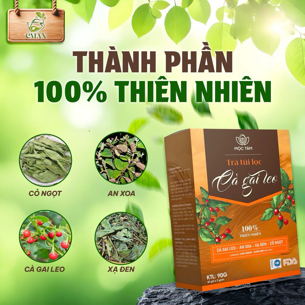 Trà Cà Gai Leo Mộc Tâm Hộp 30 Gói Chính Hãng Cao Cấp - An xoa xạ đen bổ gan mát gan giải nhiệt thanh lọc cơ thể an toàn
