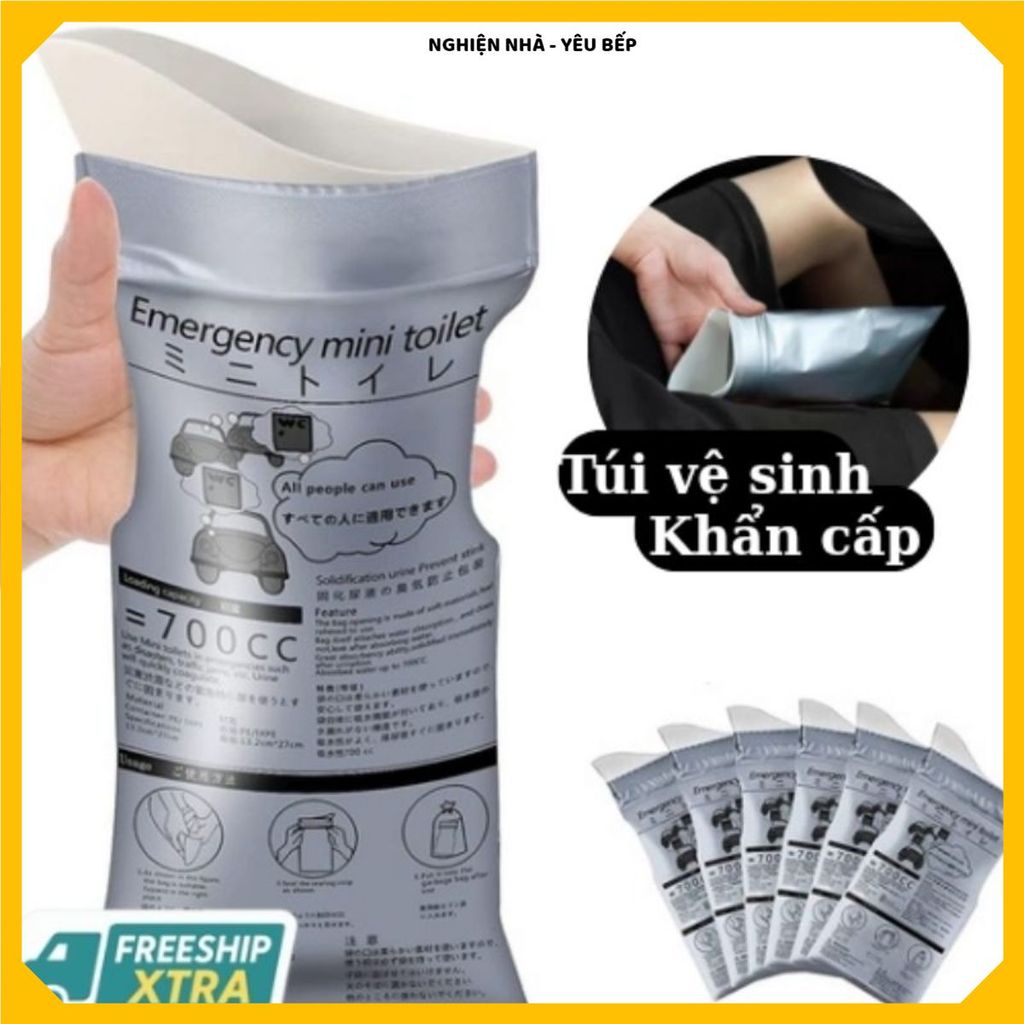 (COMBO 5 TÚI) 5 TÚI ĐỰNG CHẤT THẢI KHẨN CẤP 700ML, NAM NỮ SỬ DỤNG, Chống Rò Rỉ, Sạch Sẽ Vệ Sinh, Dành Cho Mọi Đối Tượng
